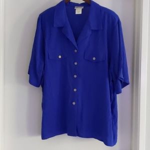 ♻️DONATED♻️ Short Sleeve Royal Blue Blouse 24W